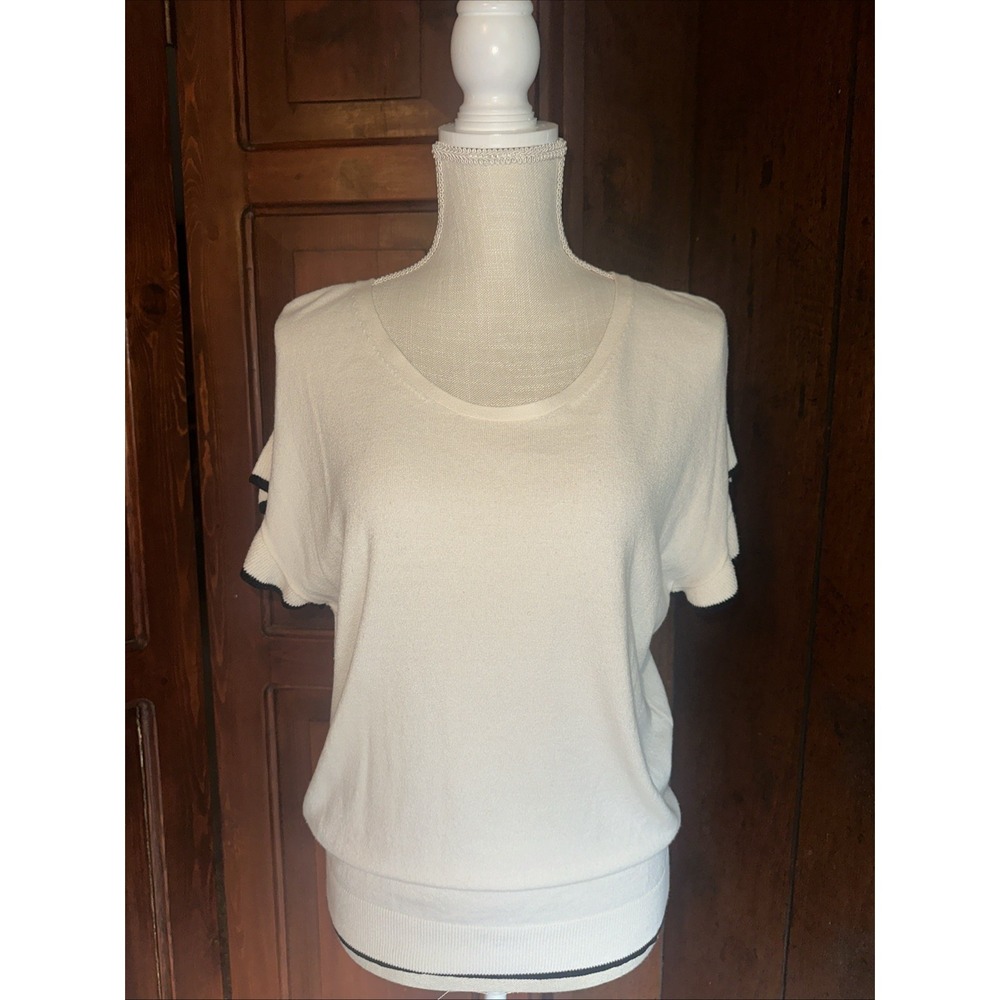 LOFT Women's Sz XS Flutter/Ruffle Sleeve Sweater Top - Casual Business Cream EUC
